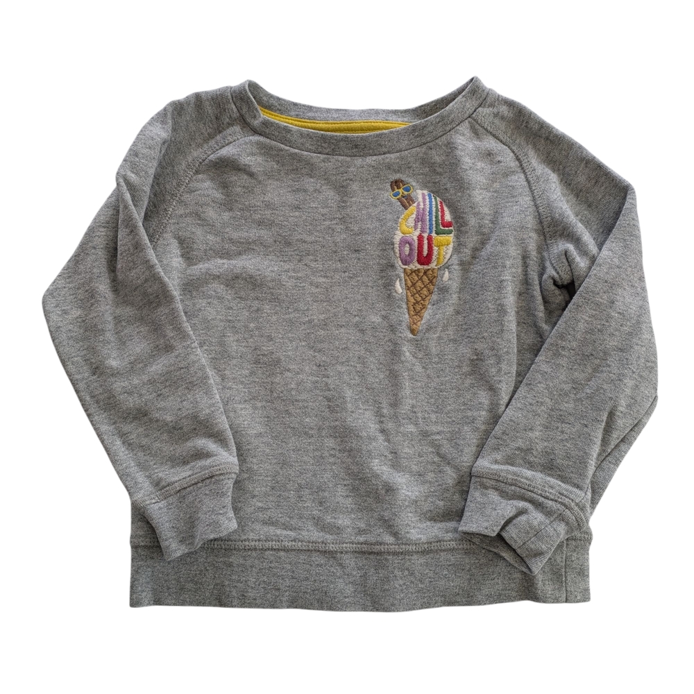 Mini Boden Gray Sweatshirt with Ice Cream Graphic
